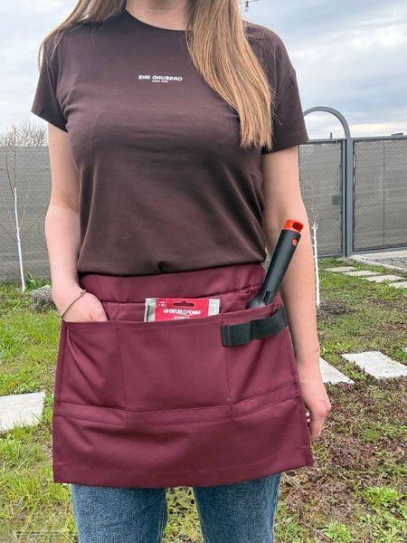 Садовий фартух для інструментів з водовідштовхувальної тканини Green Apron Бордовий GA-012 фото